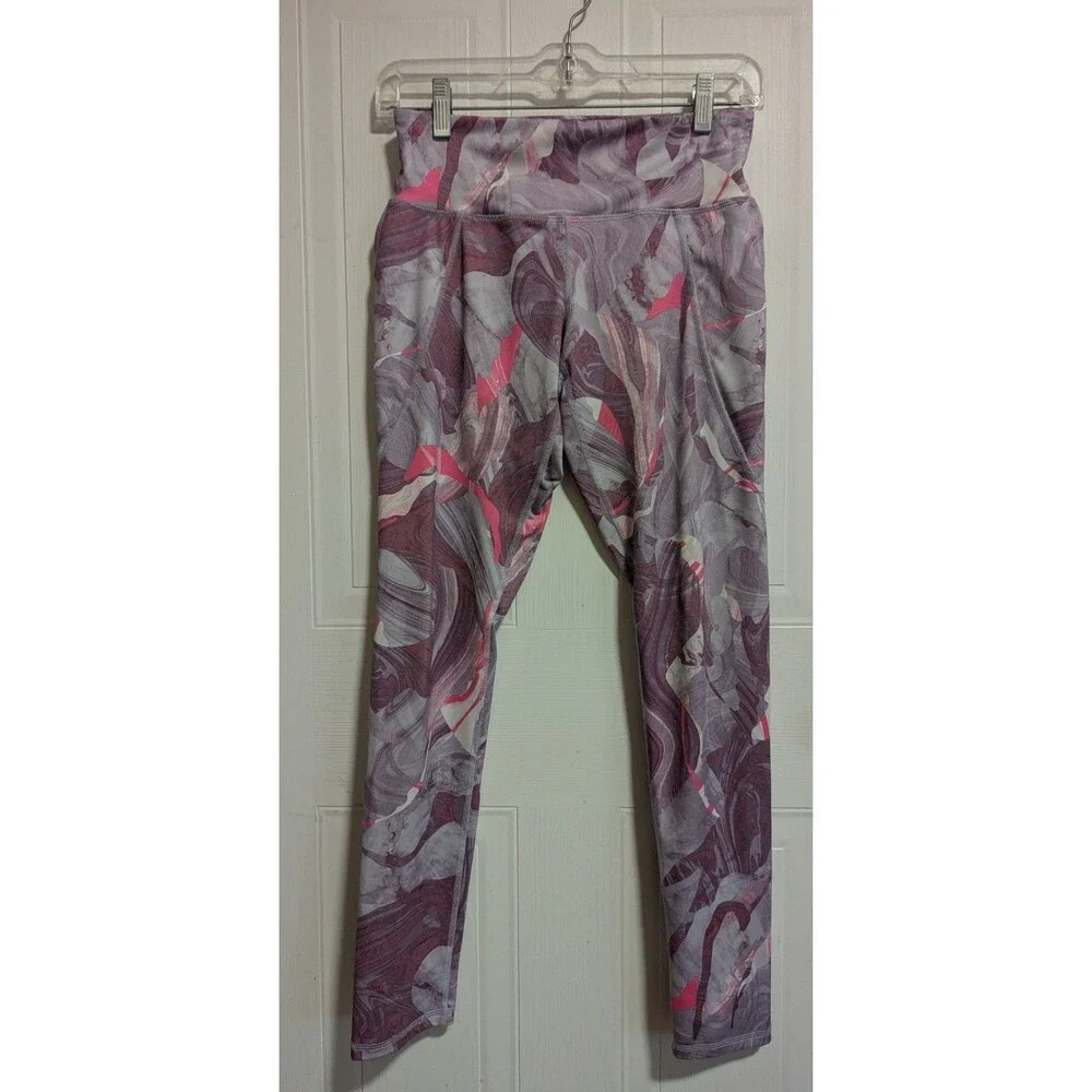 Old Navy Active Girls XL 14-16 Abstract Ankle Leggings Purple Gray Pink Pockets